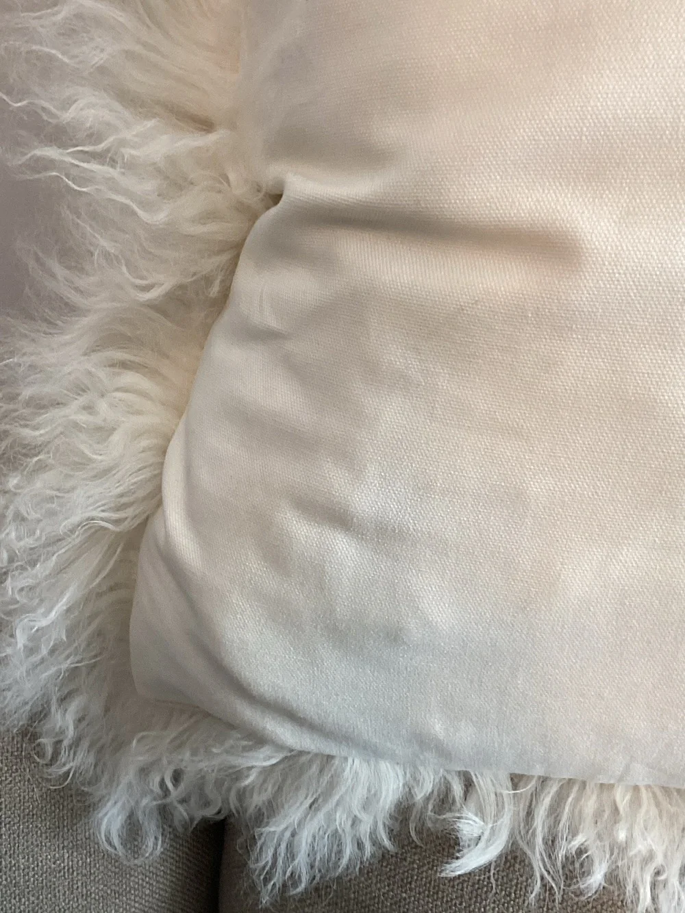 West Elm White Sheep Hair Pillows (2)